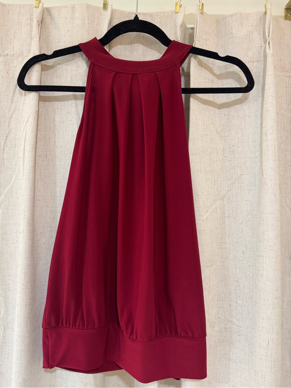 Sleeveless Wine Red Halter Neck Top